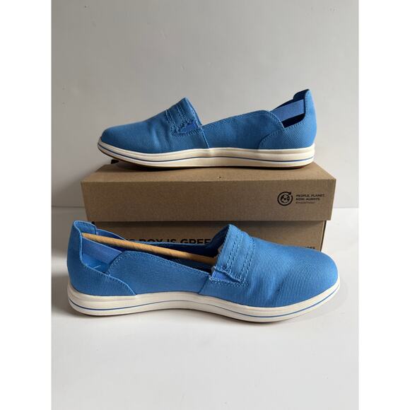 Clarks Shoes - Clarks Cloudsteppers Breeze Step II Slip On Sneakers Blue Canvas Sz 9 WIDE NEW